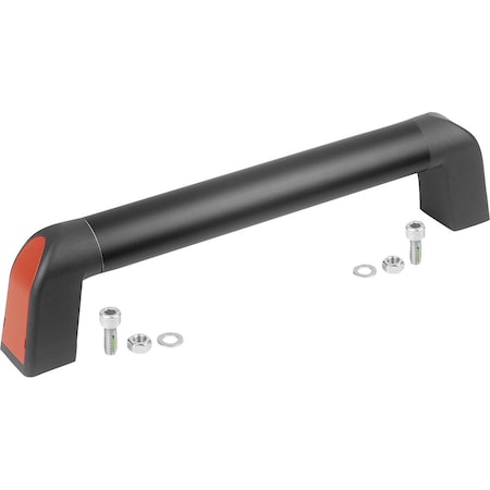 Kipp Tubular Handle Bighand, A=400, L=433, 4 Aluminum Black Anodized, Comp: Plastic Comp:Black Ral7021, K1445.4000184